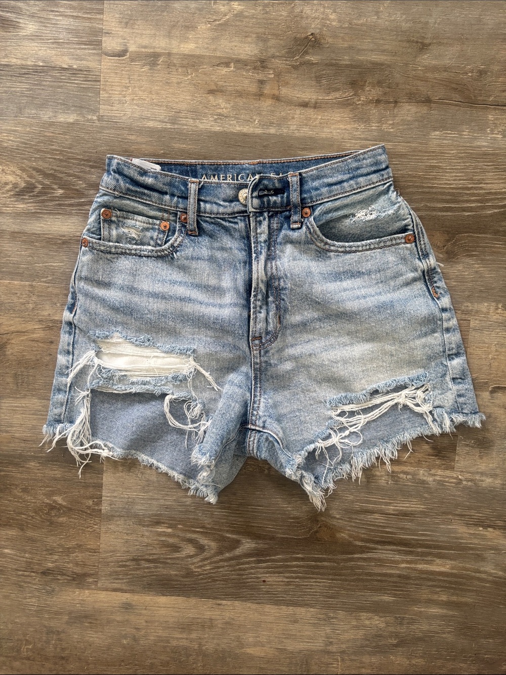 American Eagle Outfitters Light Wash Distressed Denim Cutoff Shorts